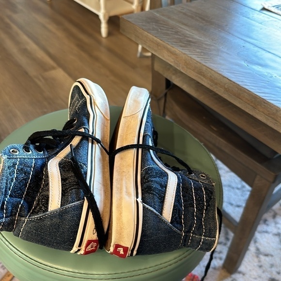 Vans denim blue high tops men’s 7.5/ woman size 9.0 - Picture 6 of 9